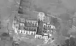 Remnants of the cathedral after its collapse. The aerial photo was taken 2 days after the earthquake of Tuesday, 12 January 2010