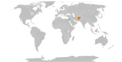 Map indicating locations of Israel and Afghanistan