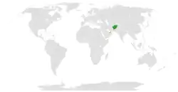 Map indicating locations of Afghanistan and United Arab Emirates