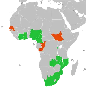 A coloured map of the countries of Africa