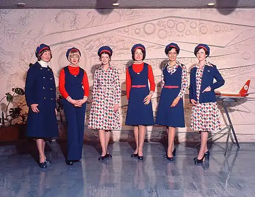 NAC Hostess mix-and-match uniform combinations, 1976