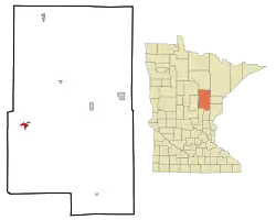 Location of the city of Aitkin within Aitkin County, Minnesota