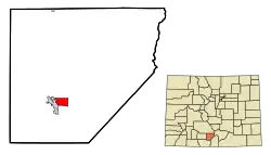 Location of the Alamosa East CDP in Alamosa County, Colorado