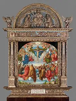 Adoration of the Trinity (Landauer Altar), 1511, oil on poplar, 135 × 123.4 cm, Kunsthistorisches Museum (GG 838). The framework is a reconstruction of his design.