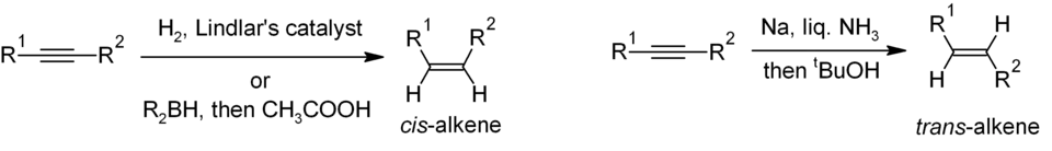 Synthesis of cis- and trans-alkenes from alkynes