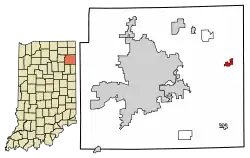 Location of Woodburn in Allen County, Indiana.