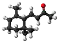 Ball-and-stick model of the alpha-ionone molecule