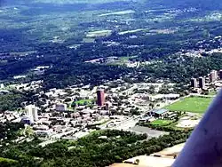 UMass Amherst looking southeast from the air