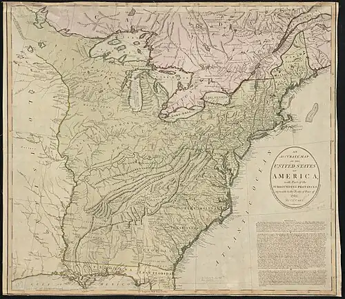 MAP of the British proposal at the American Settlement of peace to allow US Territory to stretch west to the middle of the Mississippi River.