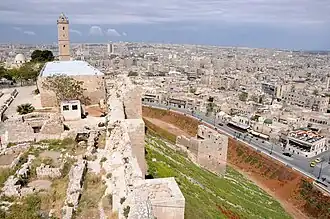 Citadel of ancient Aleppo, overlooking the modern city