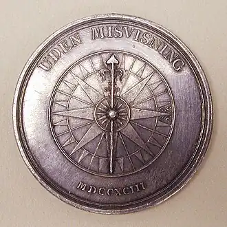 Reverse side of medal to Andreas Peter Bernstorff