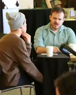 Huang (left) and Scallon (right) in 2017