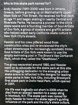 Andy Kessler Skatepark Plaque Andy Kessler Bio