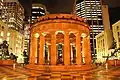 ANZAC Square Shrine of Remembrance at night, taken from Ann Street, Brisbane