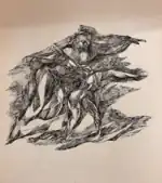 Ink drawing "Silent Roar" created in 1993