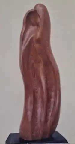 Wooden sculpture "Intimacy" created in teak wood in 1978