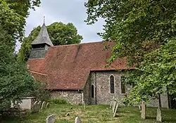 The parish church of St Mary at Apuldram, West Sussex, England. August 2025.