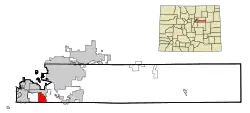 Location of Castlewood in Arapahoe County, Colorado.