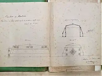 Architect Ernesto Pirovano's original drawing of the iron cover of the stairway leading to the underground areas of the Monumental Cemetery of Mortara