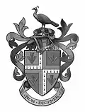 Undifferenced full heraldic achievement of the senior English branch of the Grindlay family (black & white image) (20th century).