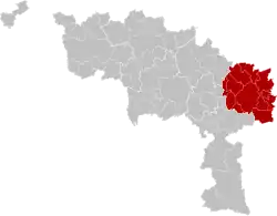Location of the arrondissement in Hainaut
