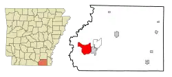 Location in Ashley County and the state of Arkansas