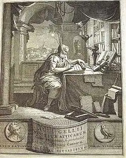 Frontispiece to a 1706 Latin edition of the Attic Nights&nbsp;[fr] by Jakob Gronovius