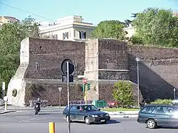 A section of wall near the Pyramid of Cestius.