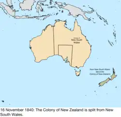 Map of British claims to Australia; for details, refer to adjacent text