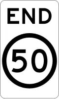 (R4-12) End of 50&nbsp;km/h Speed Limit