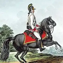 Austrian cuirassier with breastplate and leather helmet after the reform of 1798