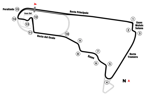 Track map of Autódromo Hermanos Rodríguez.