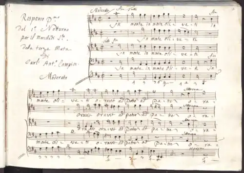 First page of an autographed manuscript of the "Responsiri per la settimana Santa" of 1780, preserved at the Florence Conservatory.