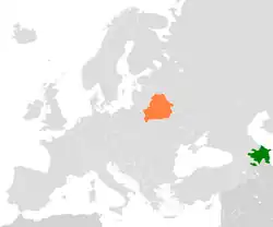 Map indicating locations of Azerbaijan and Belarus