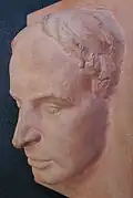 Clay head of Swiss writer Siegfried Lang&nbsp;[de] (1887–1970)