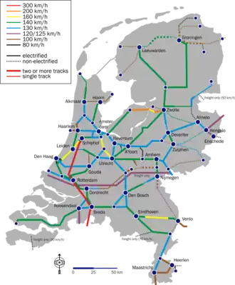 Rail map of the Netherlands