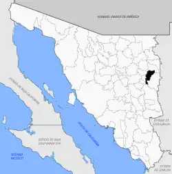 Location of the municipality in Sonora