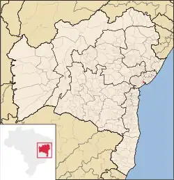 Location in the state of Bahia and Brazil