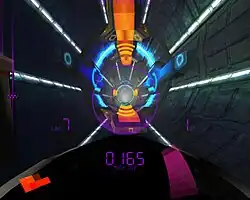 Track features as well as HUD elements can be seen in this screenshot
