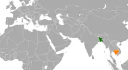 Map indicating locations of Bangladesh and Cambodia