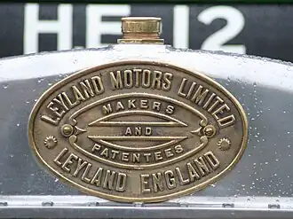 Leyland Motors builder's plate