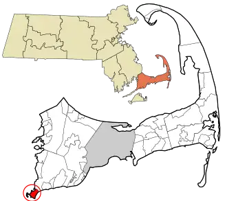 Location in Barnstable County and the state of Massachusetts.