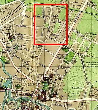 Location of the barracks on a 1914 map