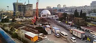 Bayrampaşa tramway station under construction, 2025