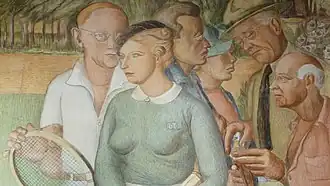 Bohemian Club members in Golden Gate Park (south end of east wall)