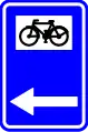 F34b2: Direction sign (for cyclists, horse riders and pedestrians)