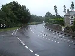 Bend of the A393 in Comford