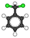 Ball-and-stick model of benzal chloride