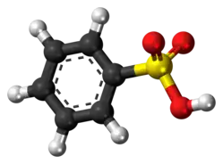 Ball-and-stick model of the benzenesulfonic acid molecule