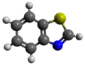 Ball-and-stick model of benzothiazole